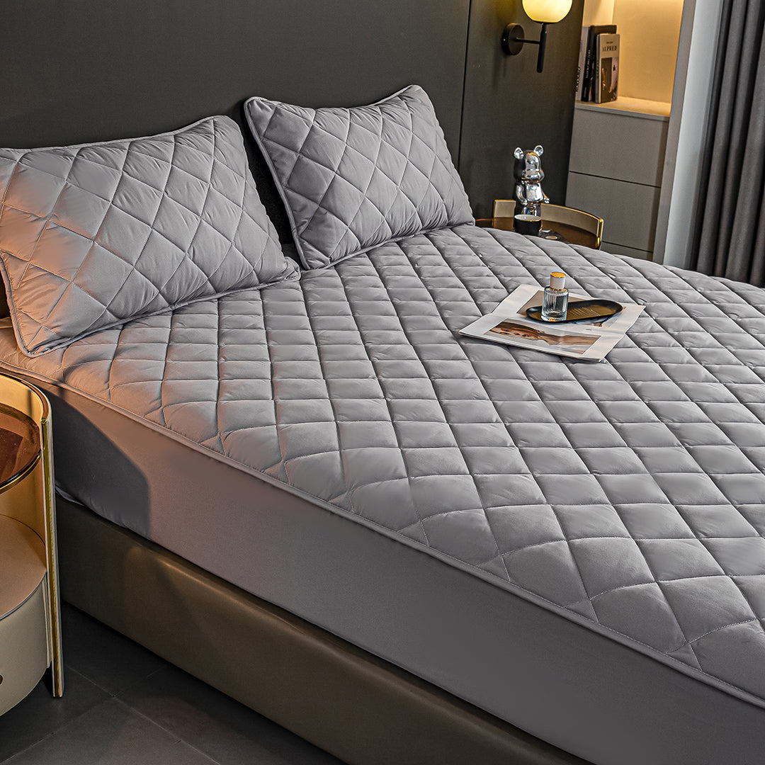 183cm Grey Wide Cross-Hatch Mattress Cove