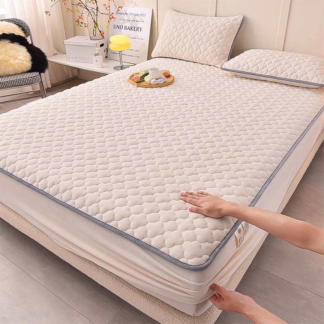 153cm  Beige Wide Mattress Cove  Clover Design