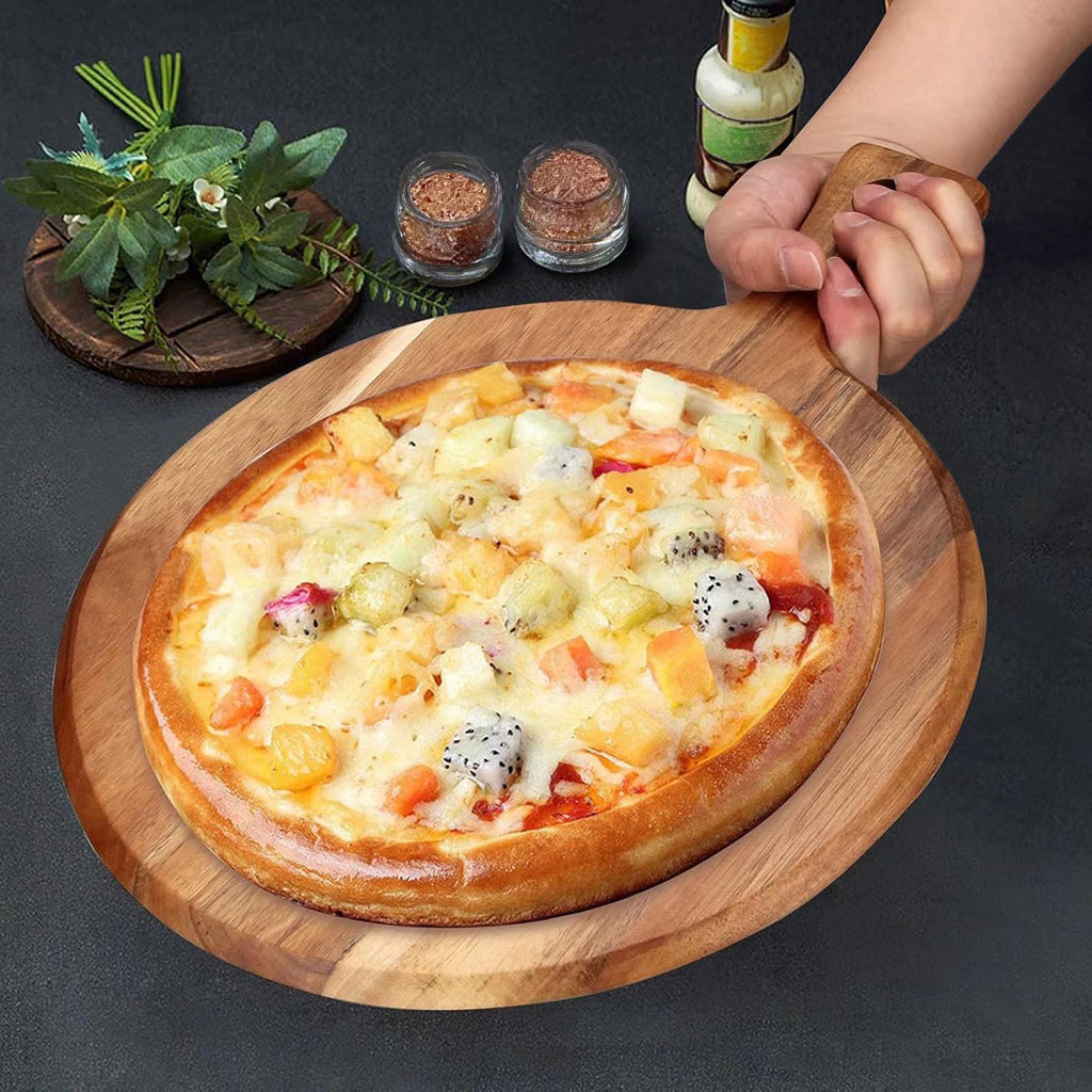 SOGA 42cm Round Acacia Serving & Cutting Board