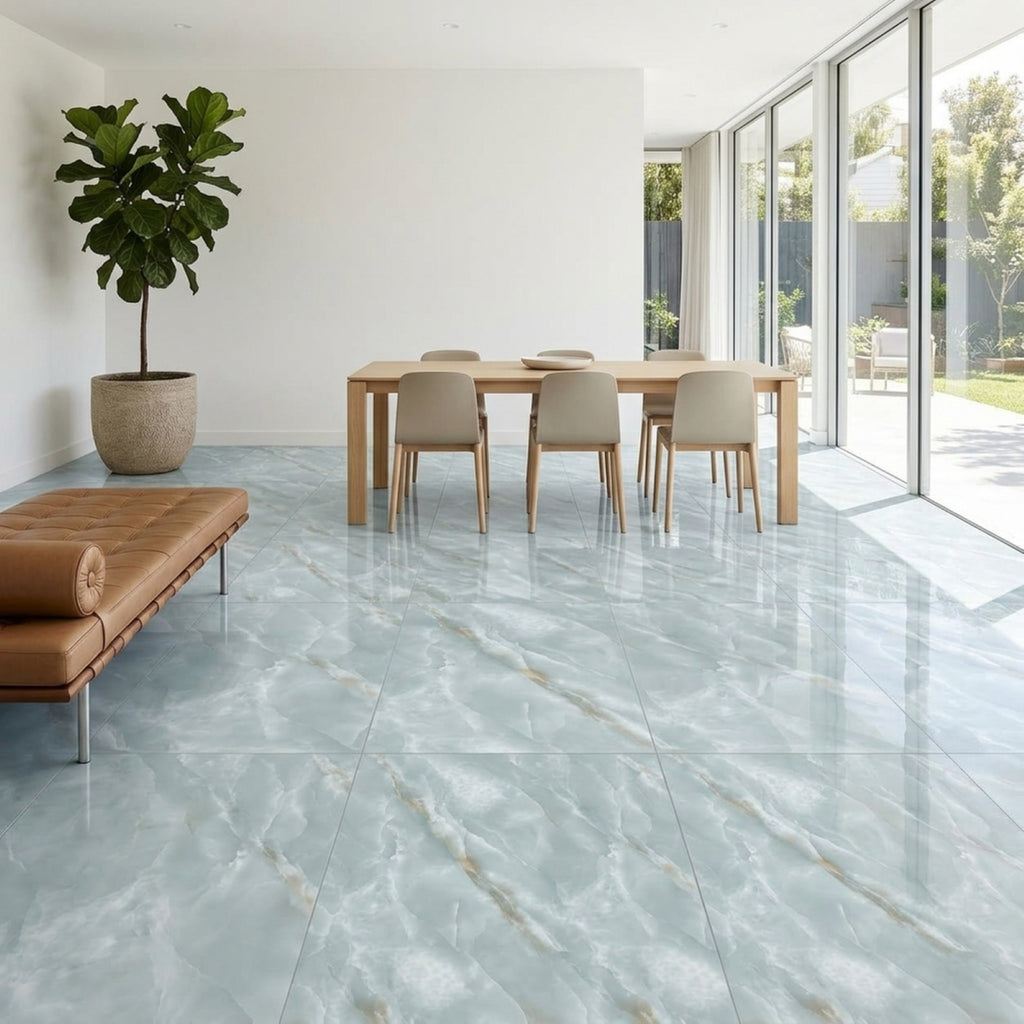 SOGA Peel & Stick Floor and Wall Tiles 60 x 60cm 10 Pack Jade Faux Marble