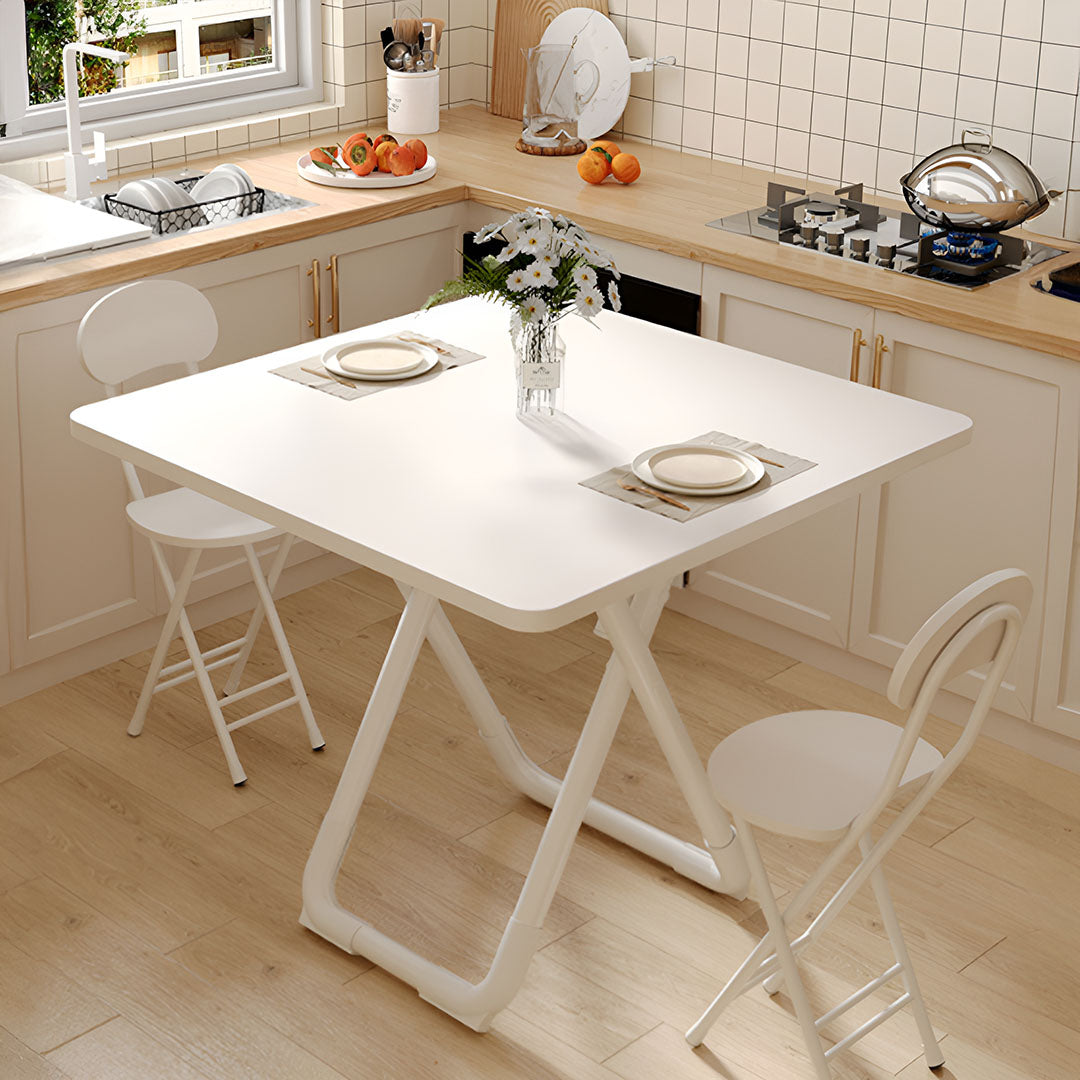 80cm White Square Table with White Legs