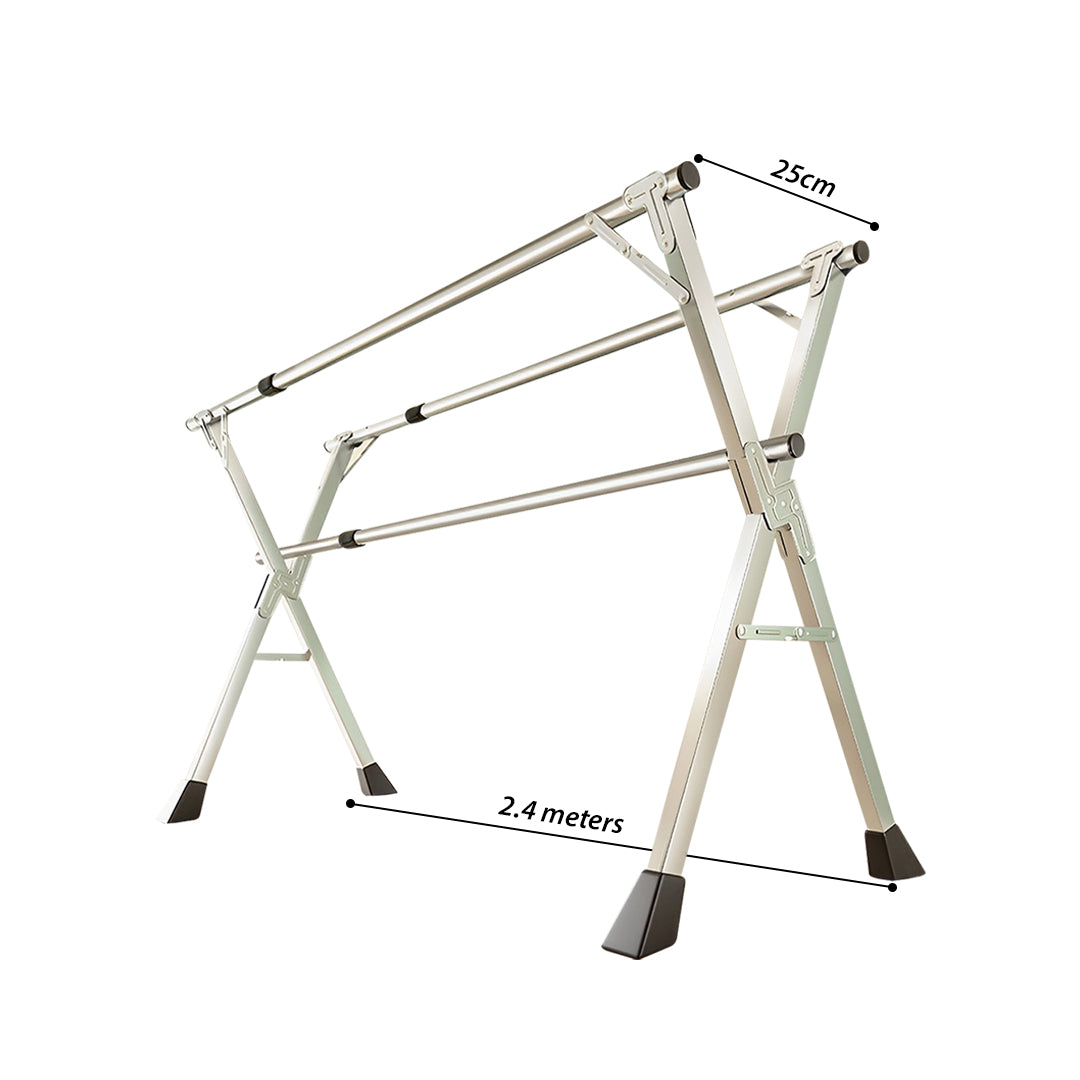 2.4m Portable Standing Clothes Drying Rack 3 Poles
