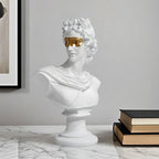 SOGA 40cm White Classical Bust Resin Sculpture with Gold Eye Mask for Modern Home Décor