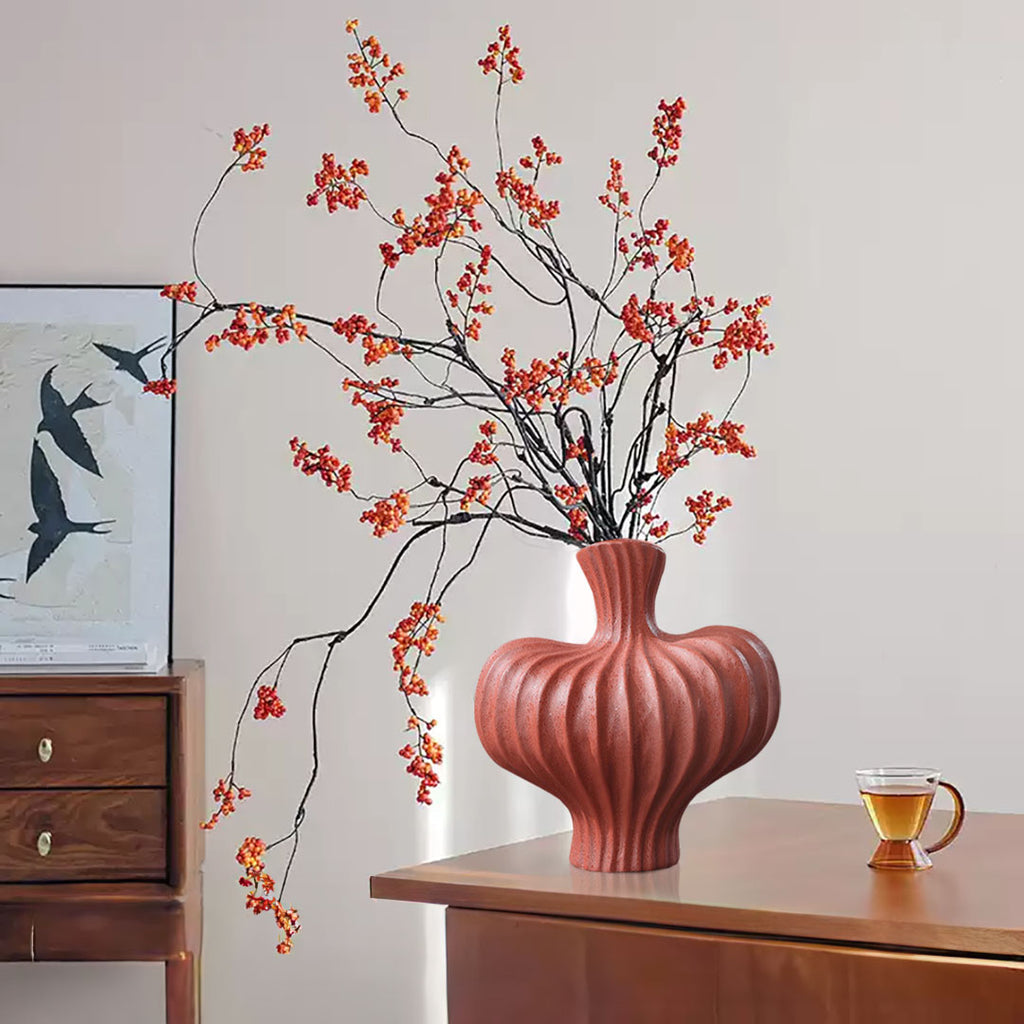 25X24cm Matte Red Small Ornament Vases Countertop