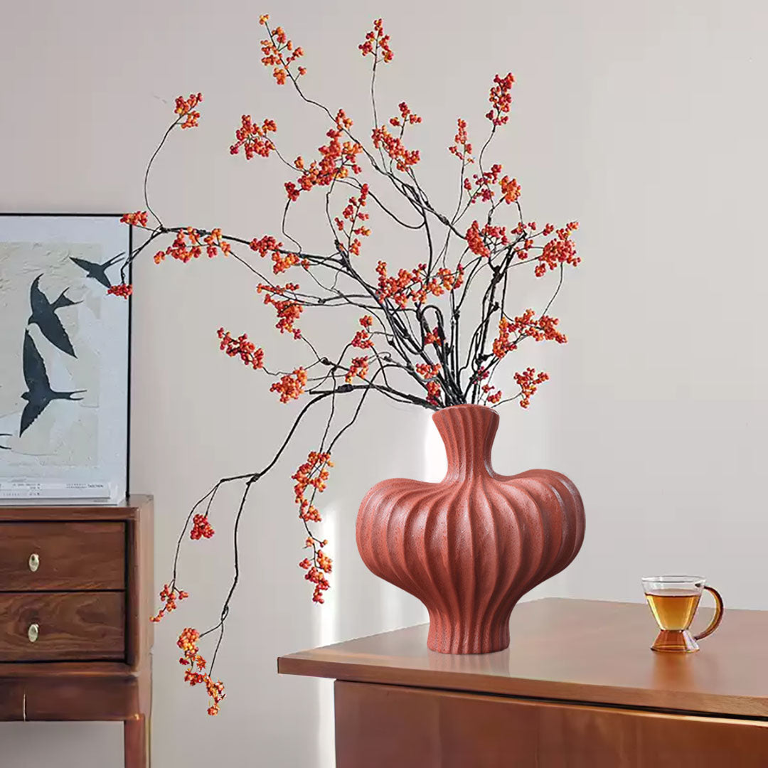 25X24cm Matte Red Small Ornament Vases Countertop