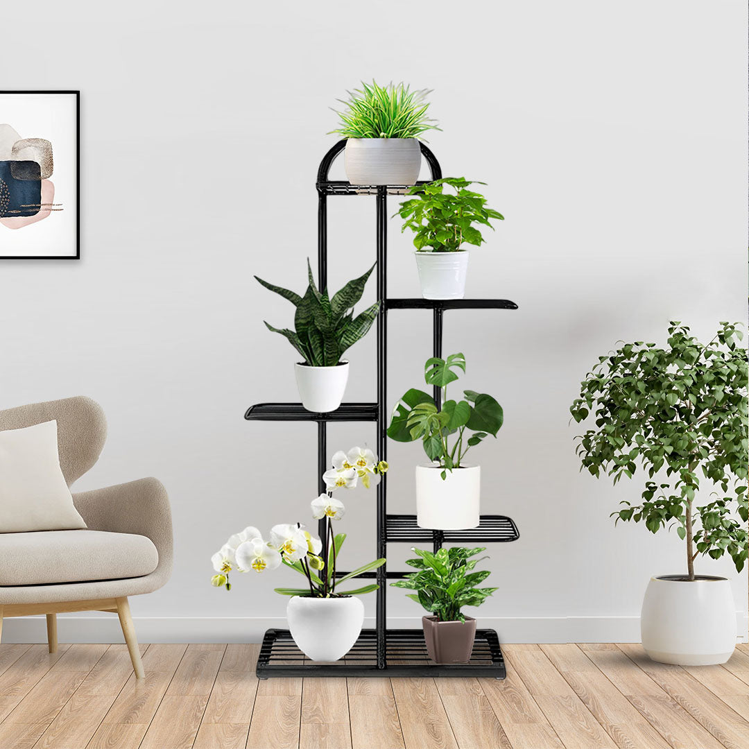 5 Tier Black Metal Plant Flowerpot Display Rack