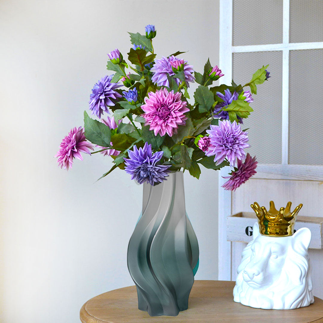 32cm Glass Vase Blue with Beautiful glass Bubble Texture Art Vases