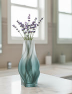 32cm Glass Vase Blue with Beautiful glass Bubble Texture Art Vases