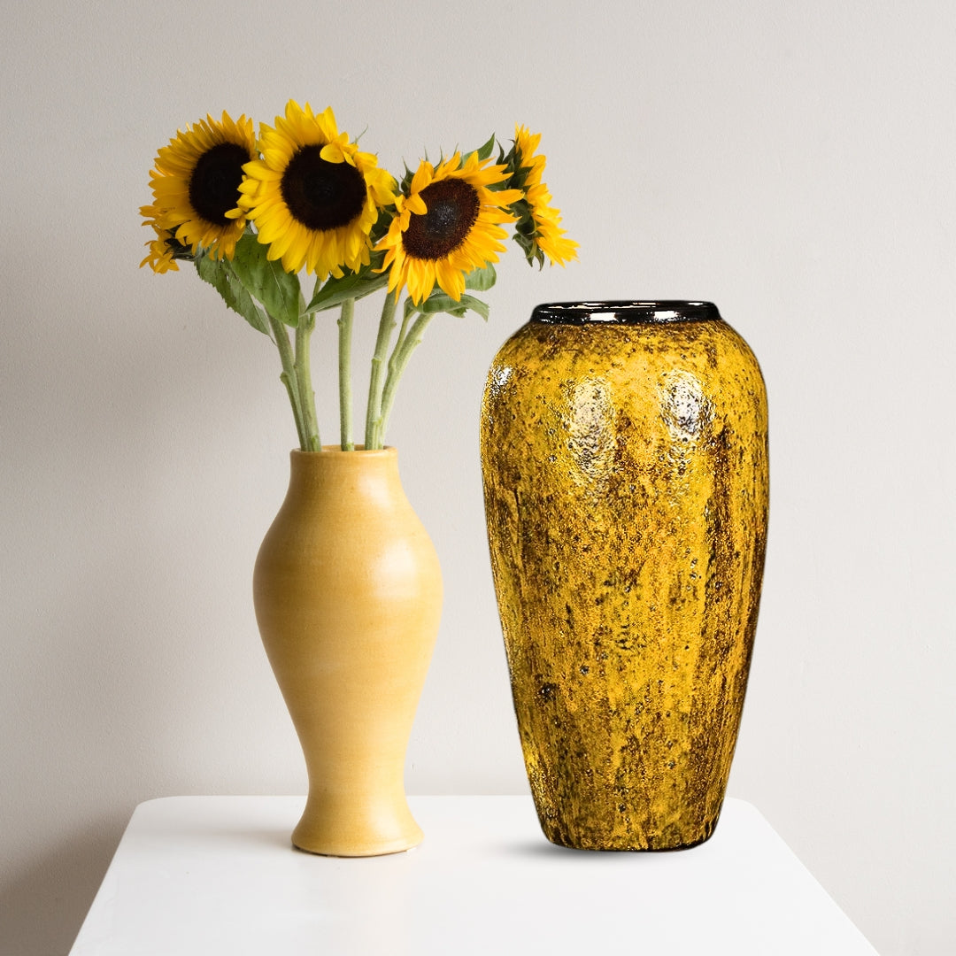 35x17cm Yellow Large Ceramic Flower Vase Elegant Living Room Home Decor
