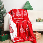 130x170cm Throw Blanket Red Christmas Tree Half Fleece