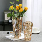 29.8cm Golden Amber Glass Crystal Vase