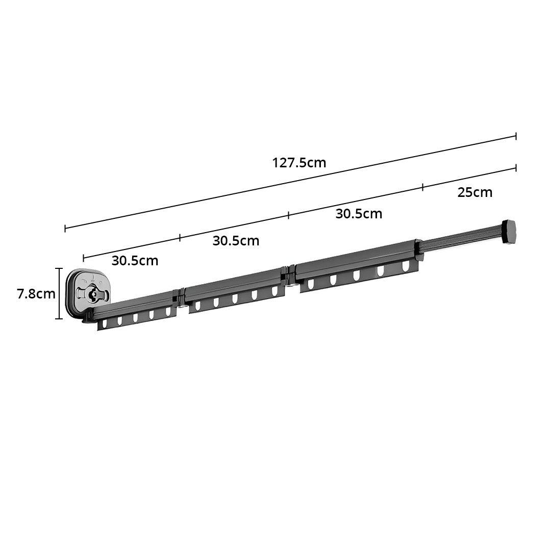 127.5cm Wall-Mounted Clothing Dry Rack Retractable  Hanger