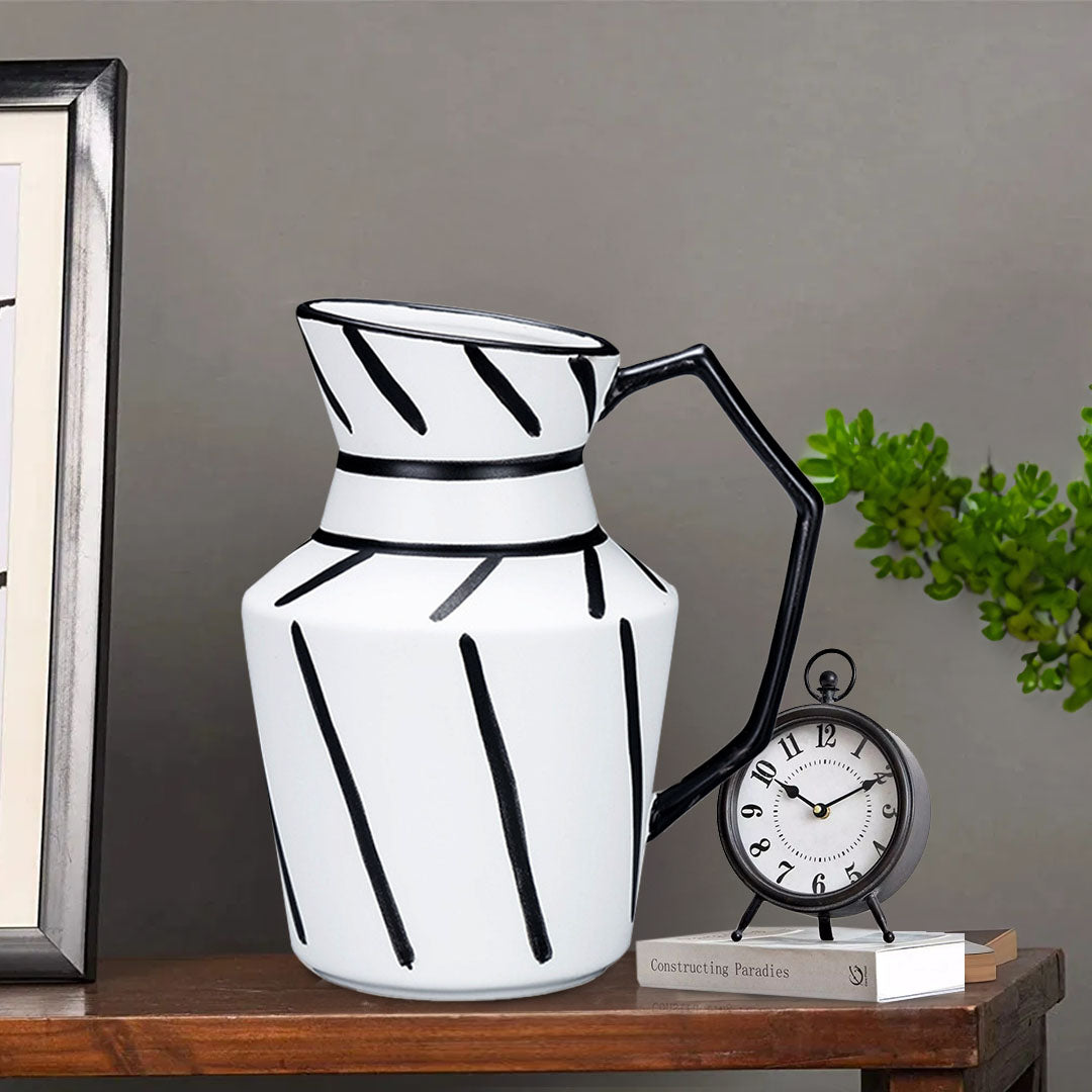 23.5x19.5cm Ornament Modern Ceramic Decorative Pitcher Striped Vase