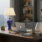 Ceramic Oval Table Lamp Dark Blue