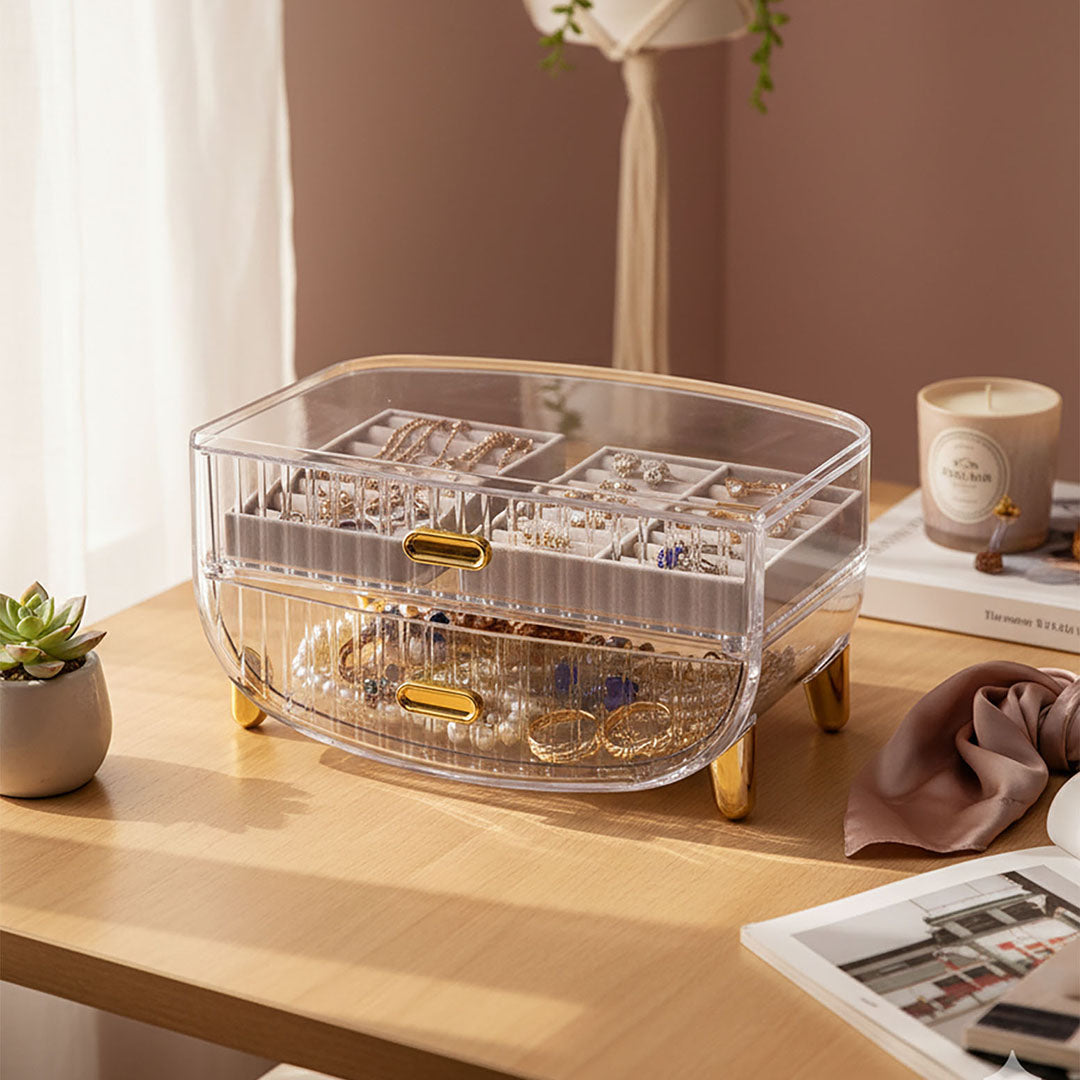 2 Tier Transparent Multifunctional Countertop Cosmetic Storage Organiser