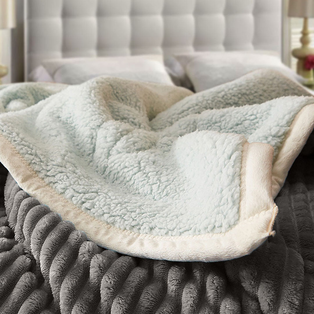 Grey Throw Blanket Warm Cozy Double Sided
