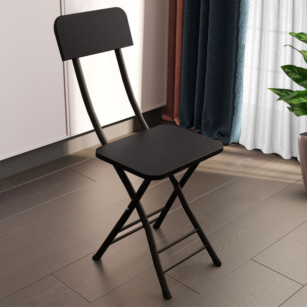 SOGA Black Foldable Chair Space Saving Seat Set of 2