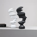 SOGA 44cm Black Dual-Face Resin Sculpture Modern Abstract Art Accent for Home Décor