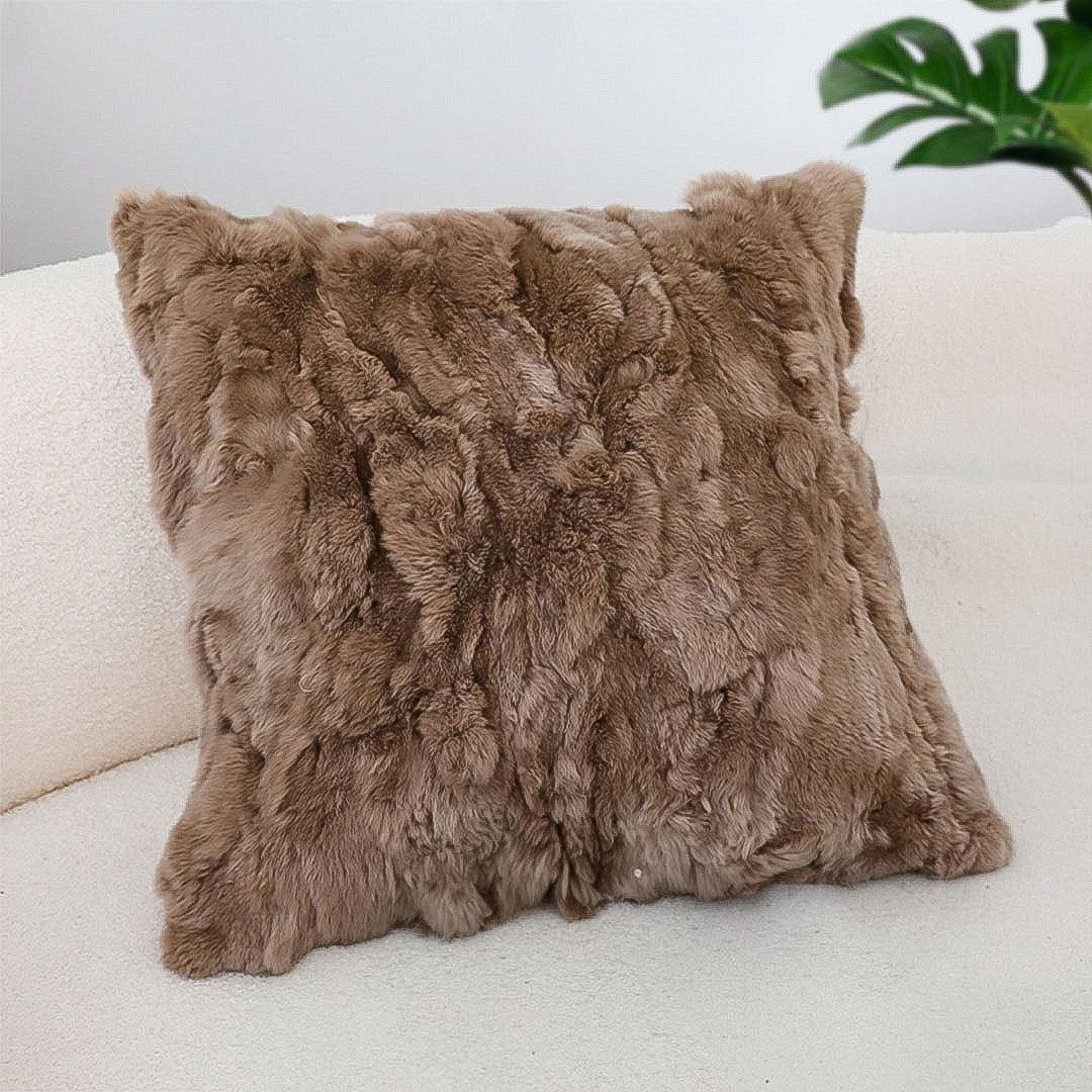 SOGA 50cm Luxurious Brown Faux Fur Plush Textured Throw Pillow