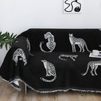 SOGA Two-seater Black Sofa Cover Leopard Print 180x260cm Polyester