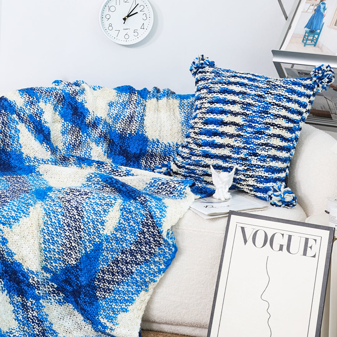 90x200cm Throw Blanket  Blue Deep Sea Gradient Dyed Art