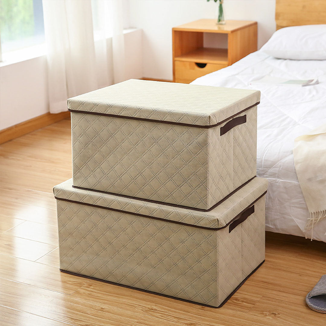 Large Beige Non-Woven Diamond Quilt Grid