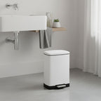 Rectangular 12L Stainless Steel Foot Pedal Recycling Bin for Garbage White