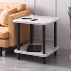 60cm White Ceramic Side Table Stone Pattern