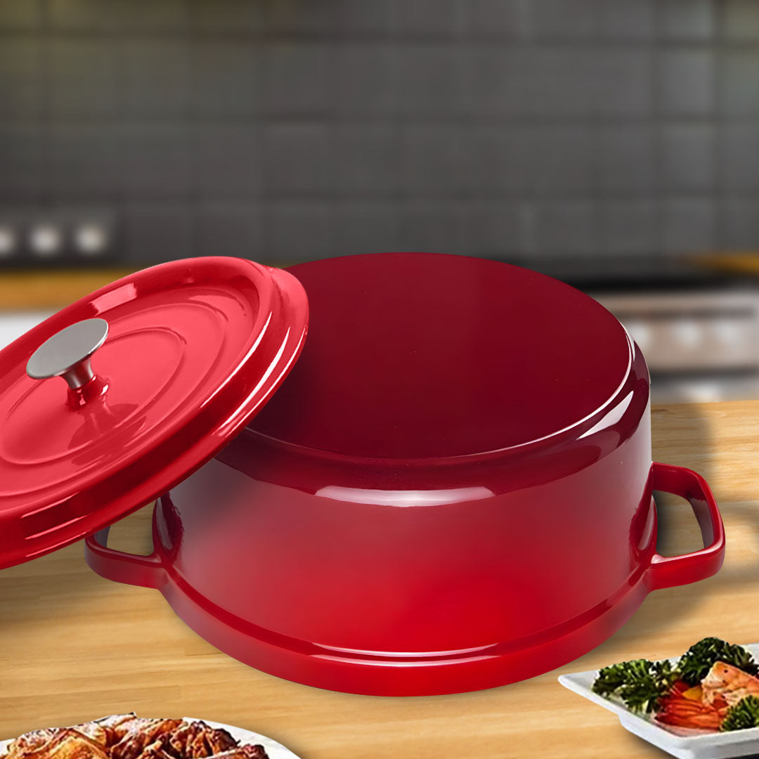 Cast Iron Porcelain Casserole 2.7L Red 22cm