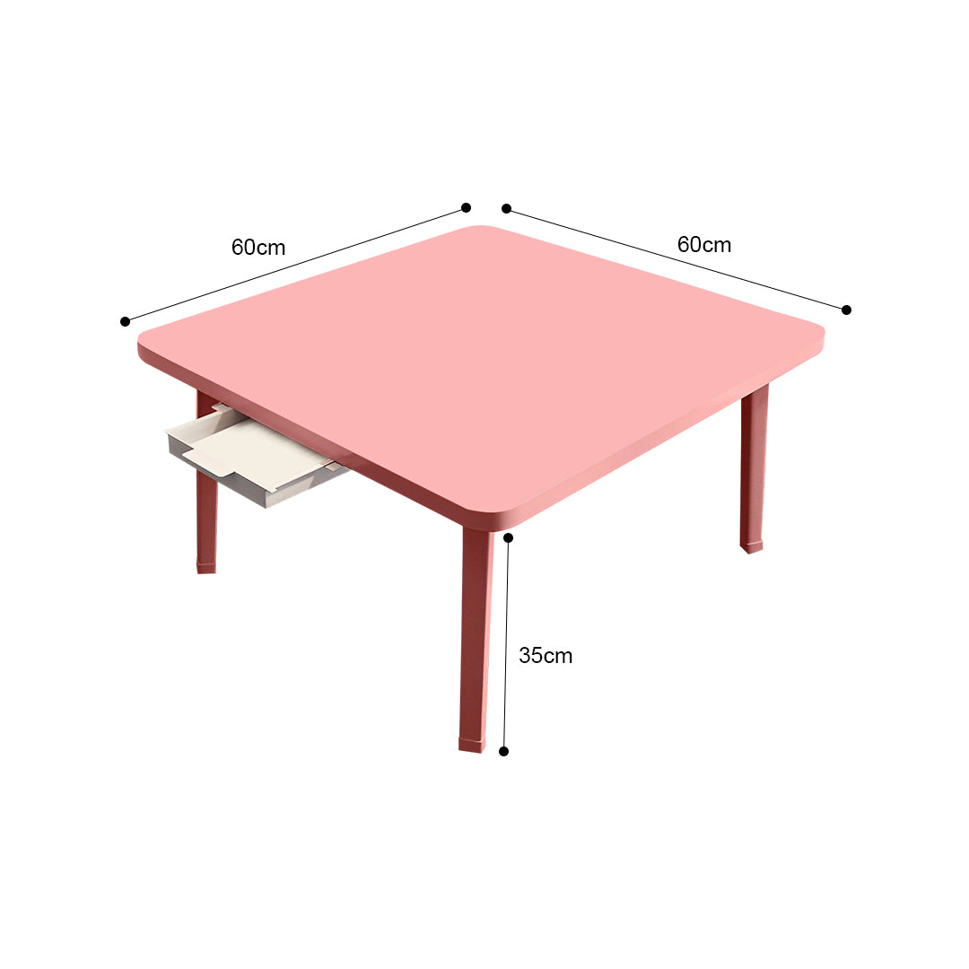 Pink Portable Square Floor Table