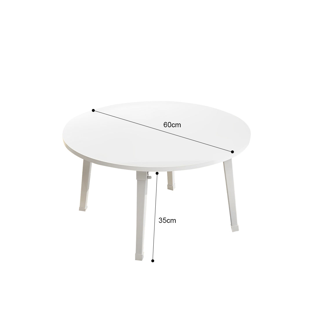 White Portable Round Floor Table