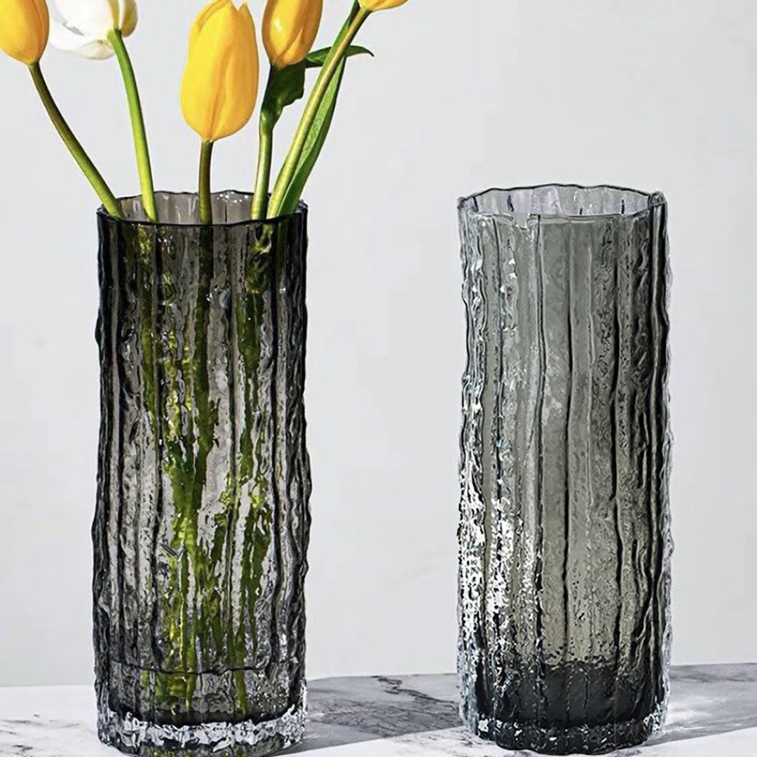 SOGA 30.5cm Handcrafted Grey Glass Vase Classic Design for Home Decor