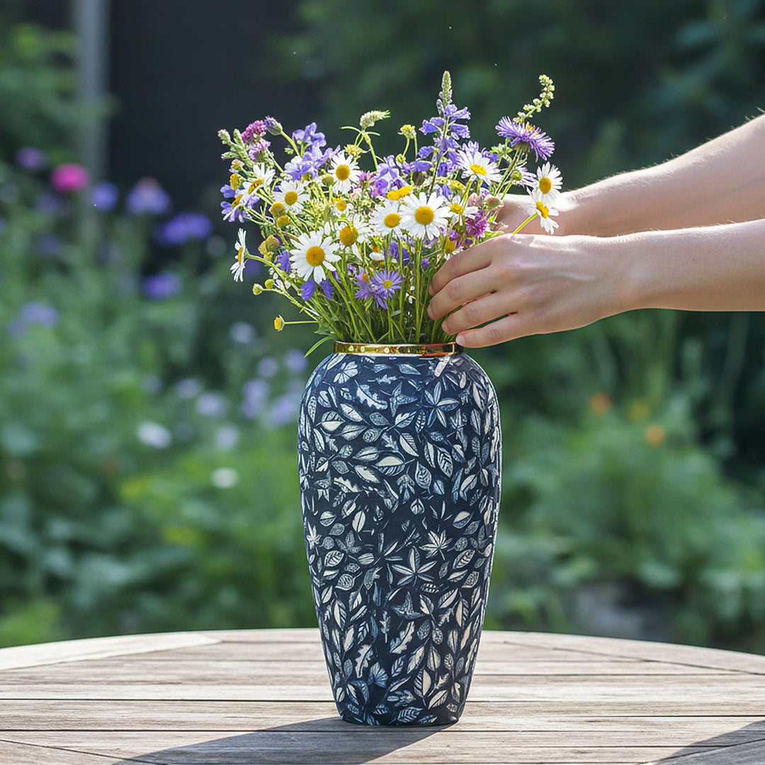 35x17cm Blue Large Ceramic Flower Vase Elegant Living Room Home Decor
