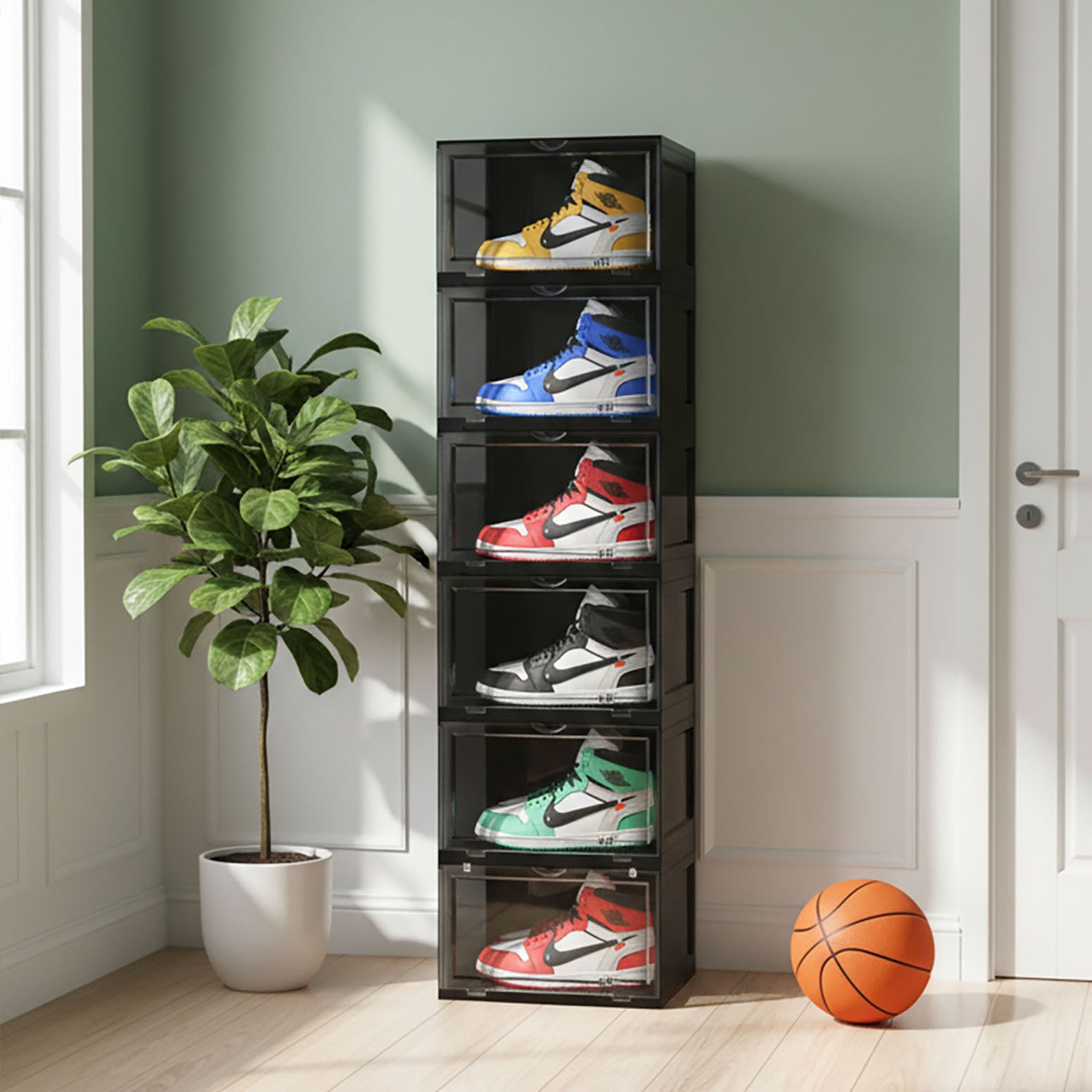 6 Tier Black Shoe Organiser