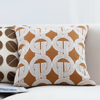 SOGA 45cm Brown Circular Chain Jacquard Square Pillow
