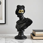 SOGA 40cm Black Classical Bust Resin Sculpture with Gold Eye Mask for Modern Home Décor