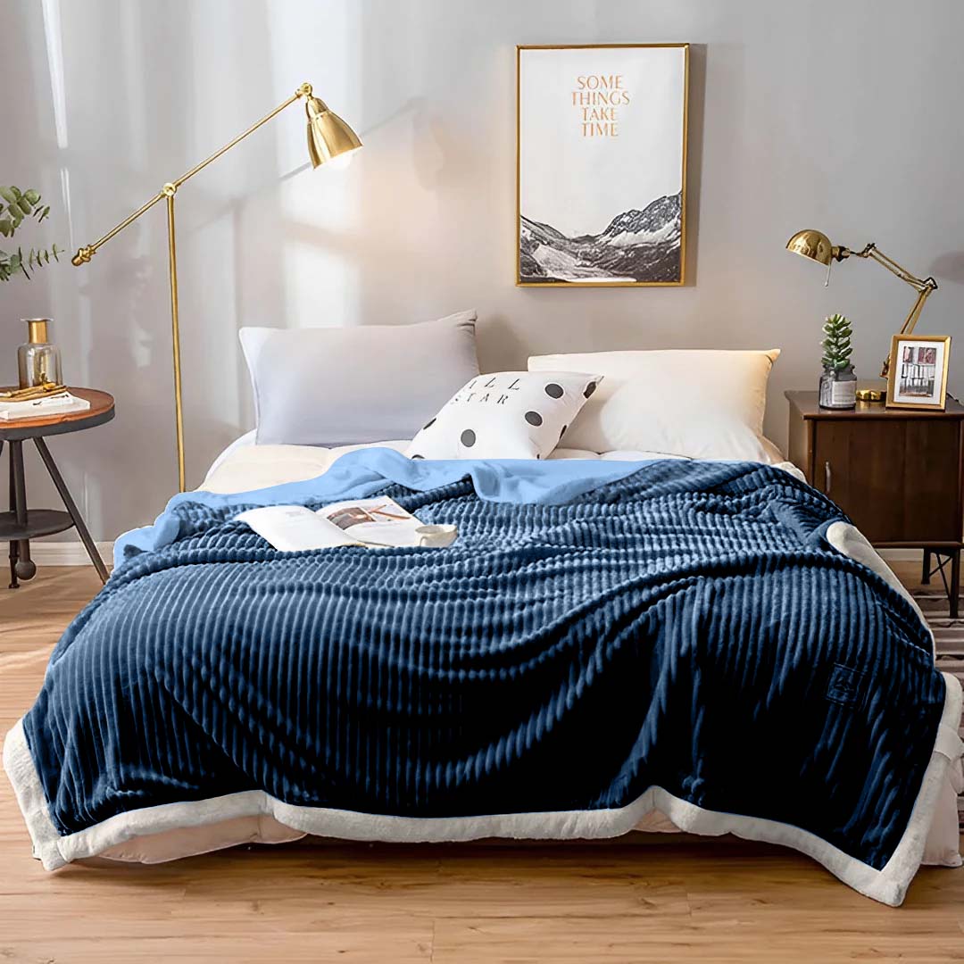 SOGA Throw Blanket Dark Blue