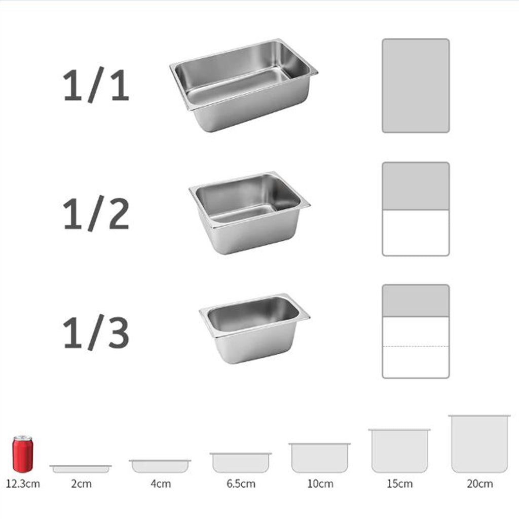 Gastronorm GN Pan Full Size 1/3 GN Pan 6.5 cm Deep Tray