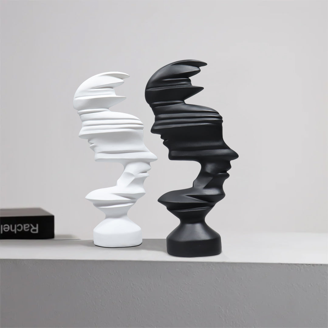 SOGA 44cm White Dual-Face Resin Sculpture Modern Abstract Art Accent for Home Décor