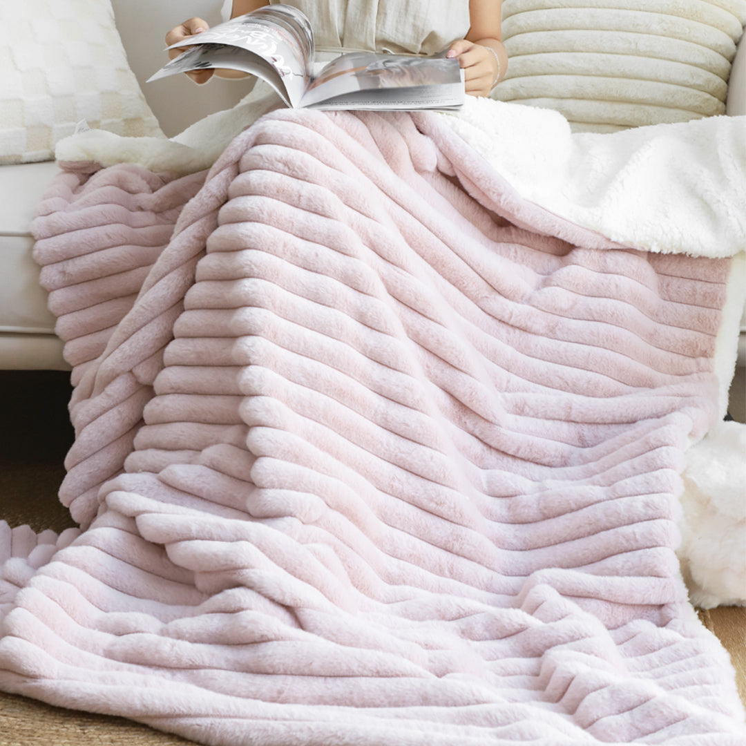 SOGA 150x200cm Throw Blanket Bean Paste Pink Premium Milk Velvet