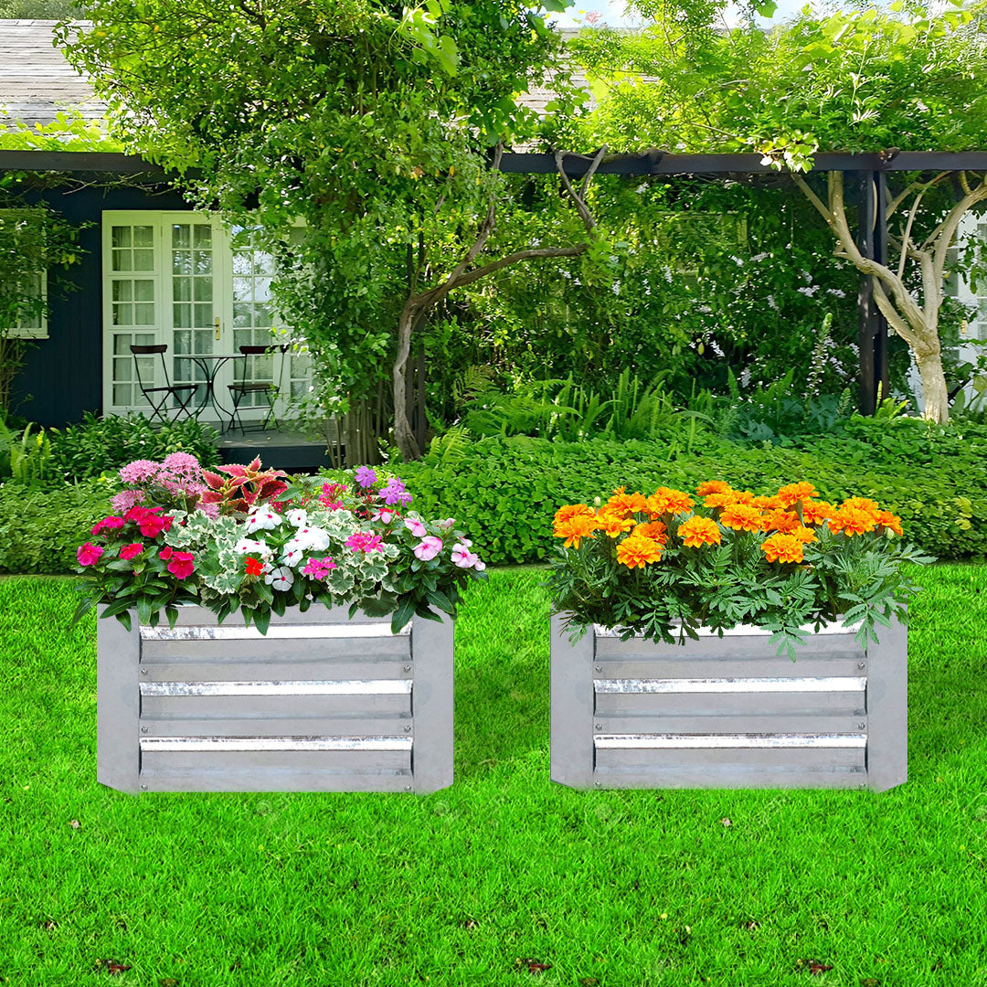 60cm Square Galvanized Raised Garden Bed Silver