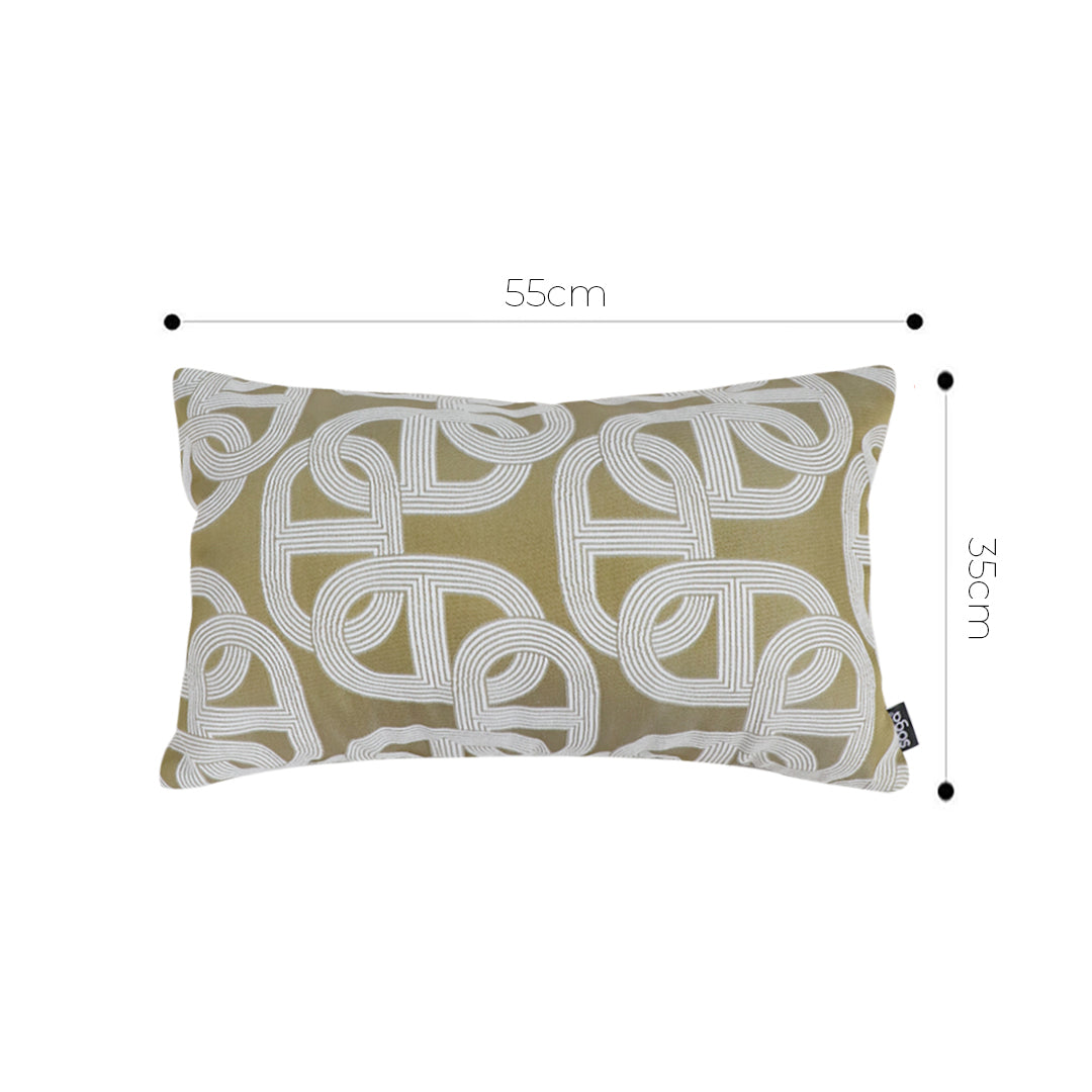 SOGA 35cm Artistic Olive Green White Geometric Pattern Throw Pillow