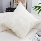 SOGA 50cm Beige Throw Pillow Warm Wabi-sabi Striped Corduroy Square