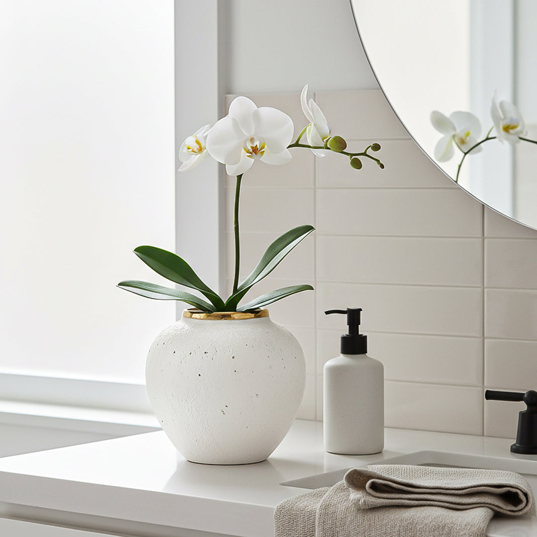 SOGA 21x22cm Plain White Small Ceramic Flower Vase Elegant Living Room Home Decor