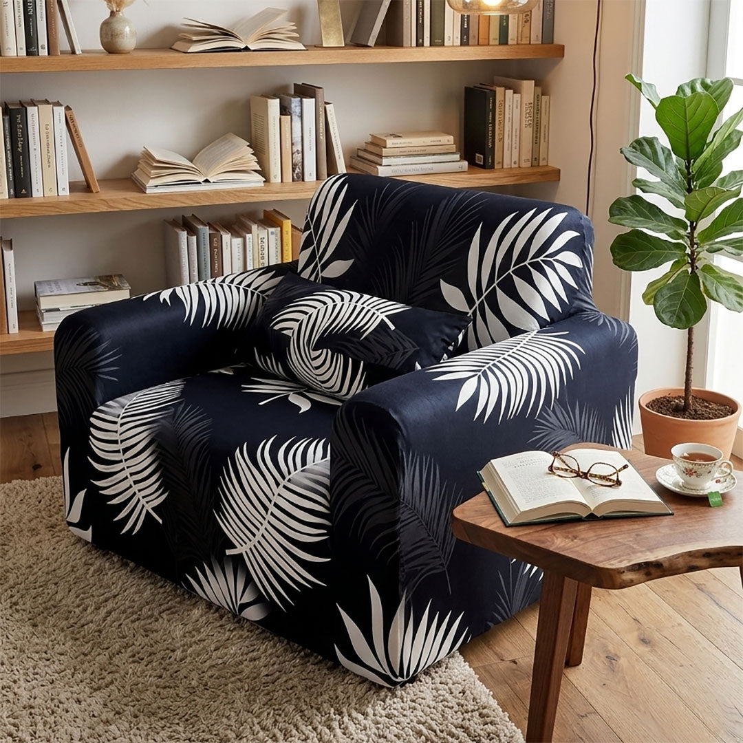 High Stretch 1-Seater Leaf Design Sofa Slipcover