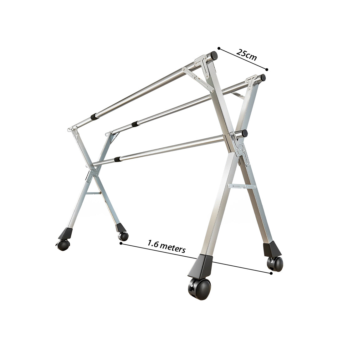 1.6m Portable Standing Clothes Drying Rack with Wheels