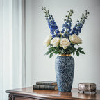 35x17cm Blue with White Mini Floral Large Ceramic Flower Vase