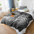 Grey Throw Blanket Warm Cozy Striped