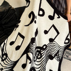 130x160cm Throw Blanket Black and White Musical Note