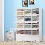 9 Tier 3 Column White Shoe Rack Organizer